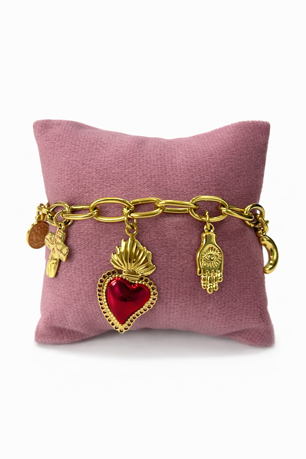 Bracciale Charm cuore Sacro acciaio inox